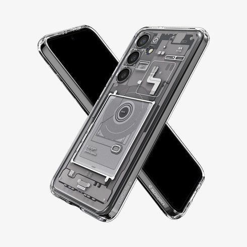ACS07294 - Galaxy S24 Ultra Case Ultra Hybrid Zero One in Zero One White showing the back
